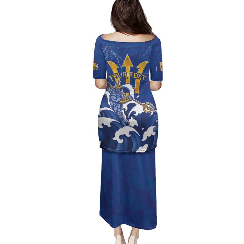 Personalized Barbados Family Matching Puletasi and Hawaiian Shirt Poseidon Trident