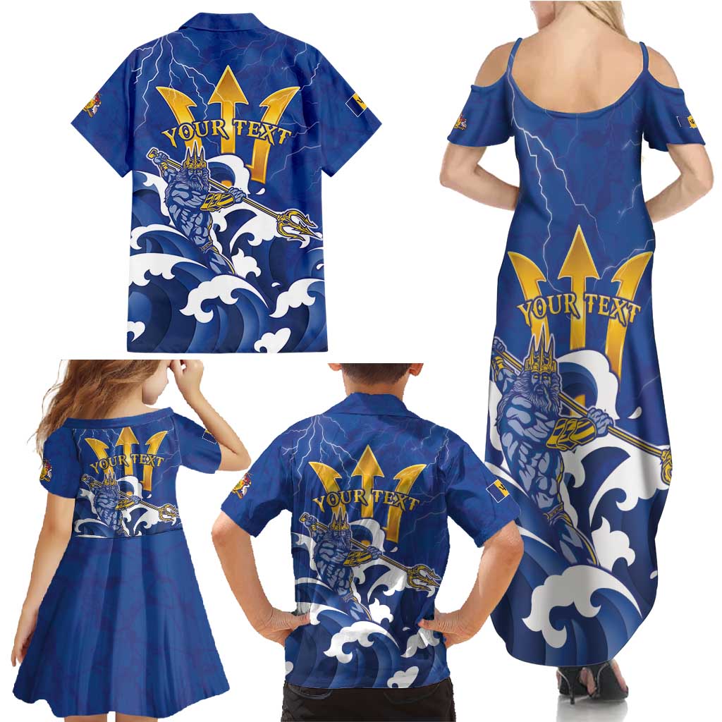 Personalized Barbados Family Matching Summer Maxi Dress and Hawaiian Shirt Poseidon Trident