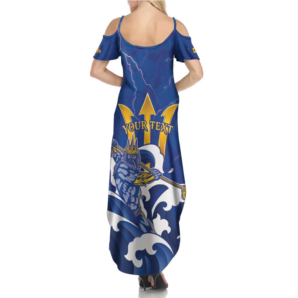 Personalized Barbados Family Matching Summer Maxi Dress and Hawaiian Shirt Poseidon Trident