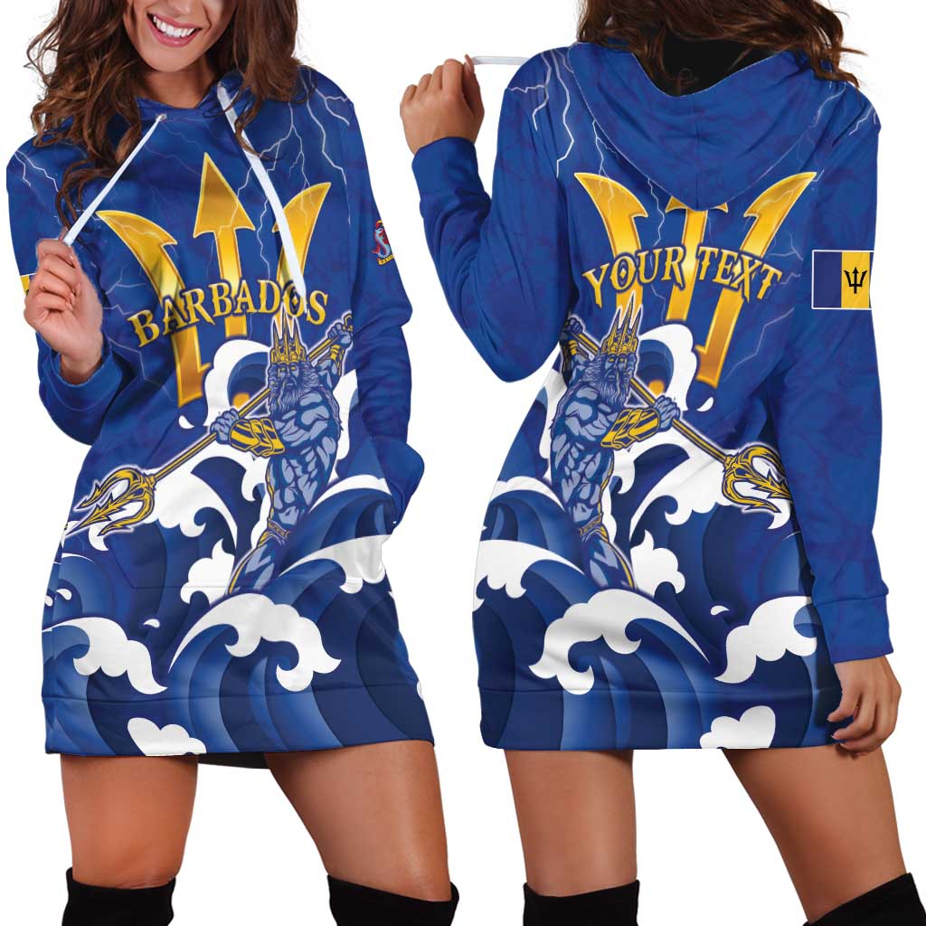 Personalized Barbados Hoodie Dress Poseidon Trident