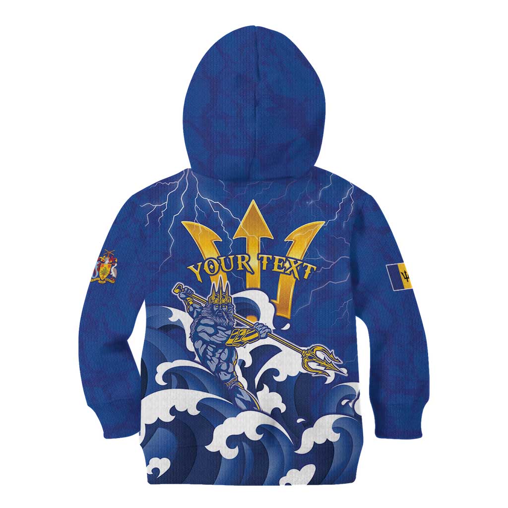Personalized Barbados Kid Hoodie Poseidon Trident