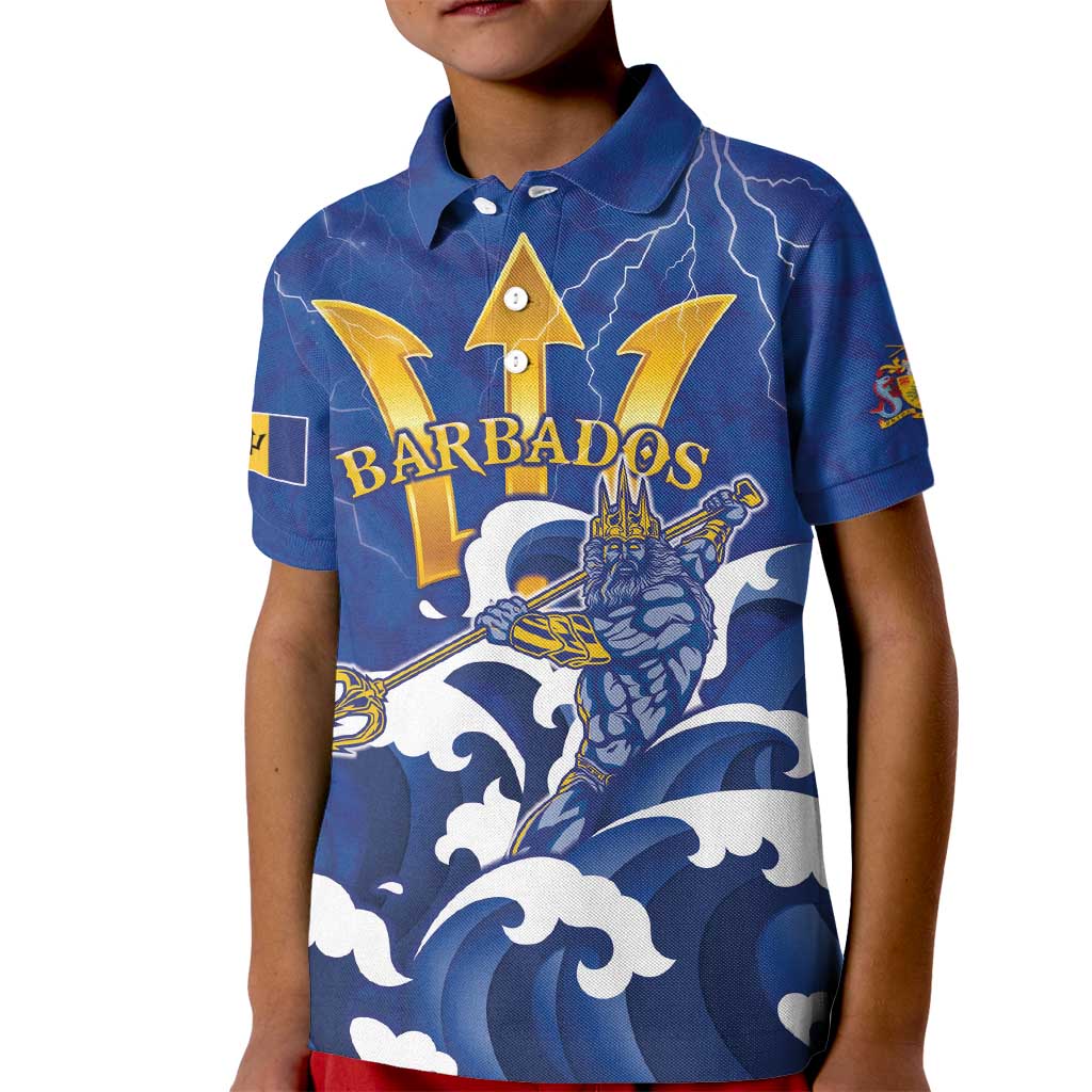 Personalized Barbados Kid Polo Shirt Poseidon Trident