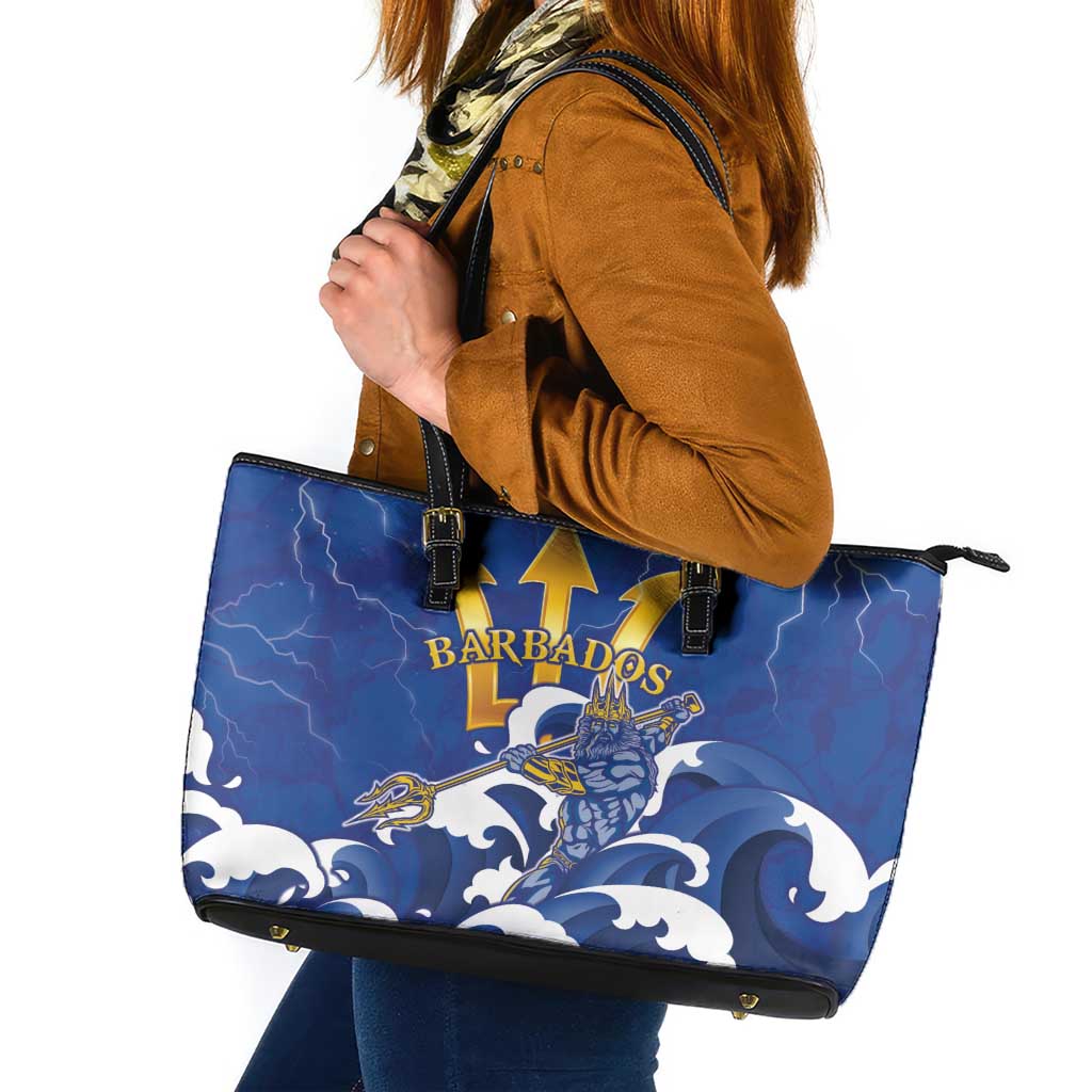 Barbados Leather Tote Bag Poseidon Trident