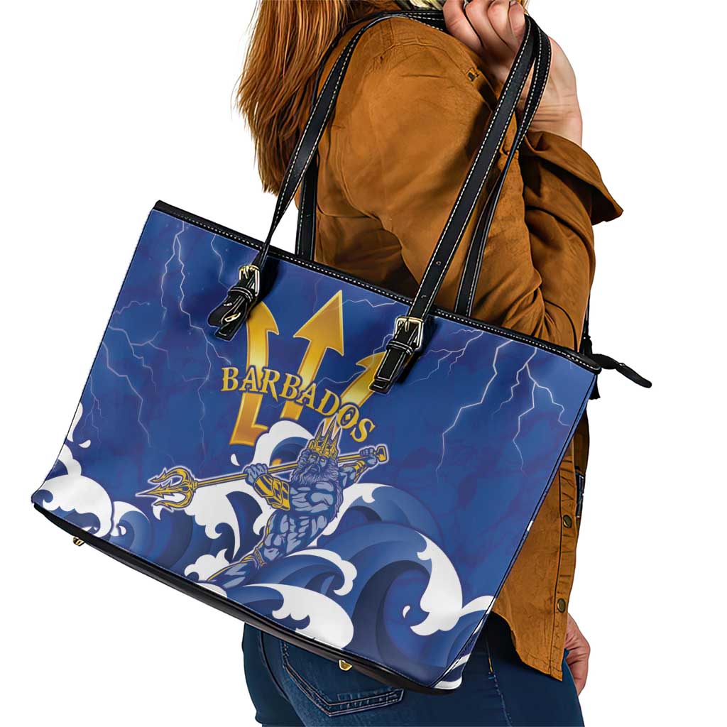 Barbados Leather Tote Bag Poseidon Trident