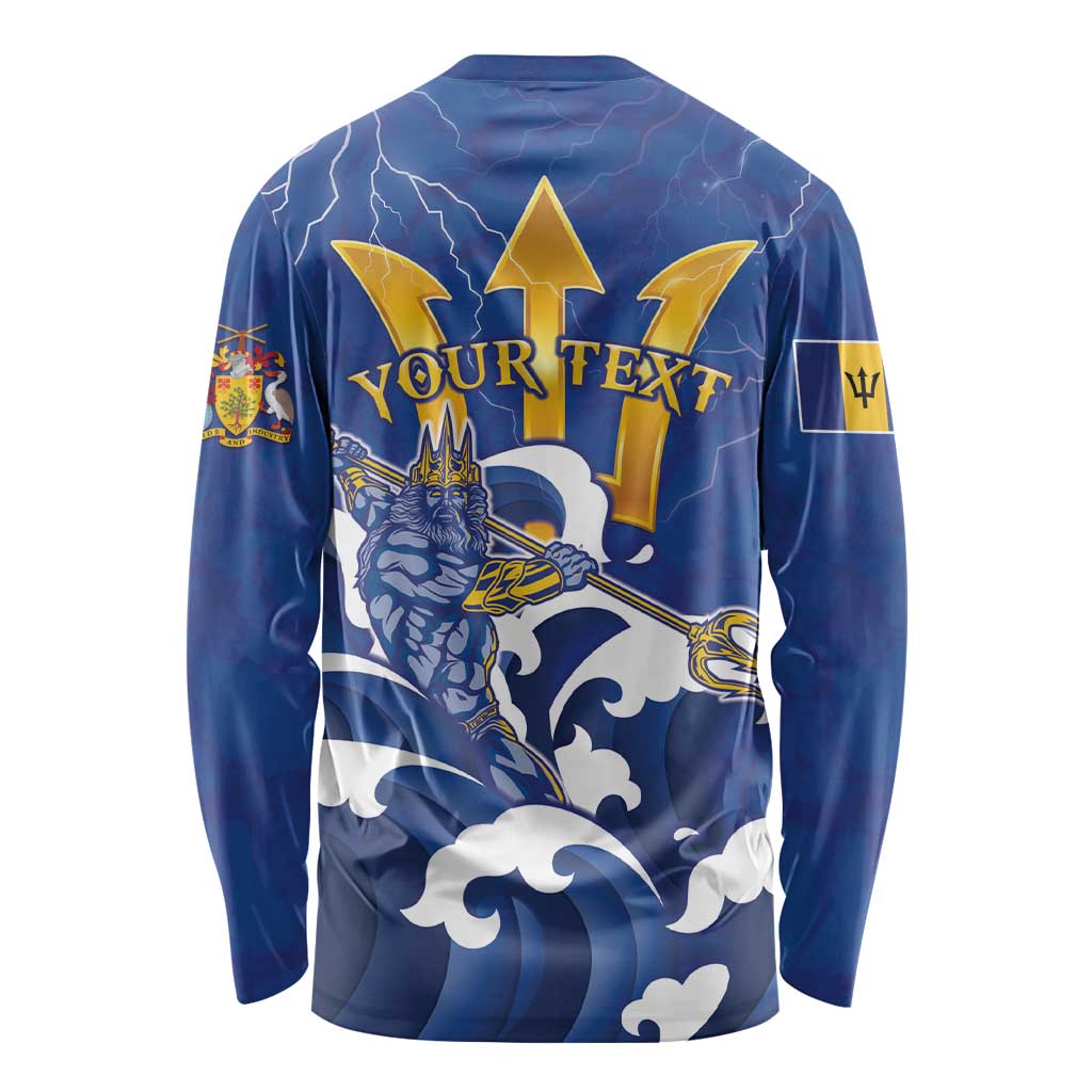 Personalized Barbados Long Sleeve Shirt Poseidon Trident