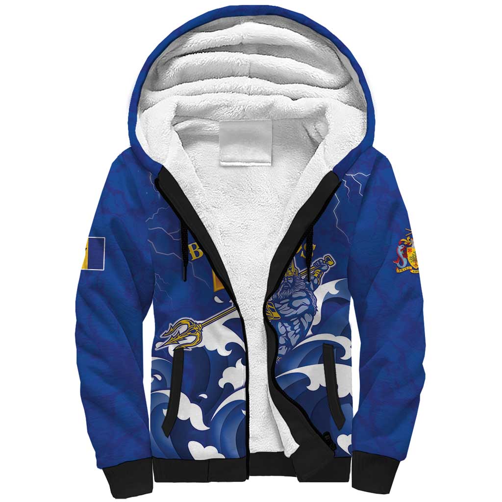 Personalized Barbados Sherpa Hoodie Poseidon Trident