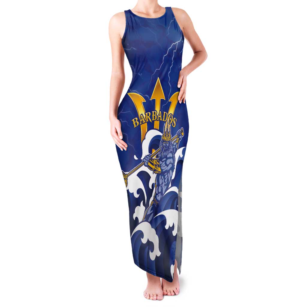Personalized Barbados Tank Maxi Dress Poseidon Trident