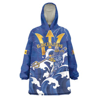 Personalized Barbados Wearable Blanket Hoodie Poseidon Trident