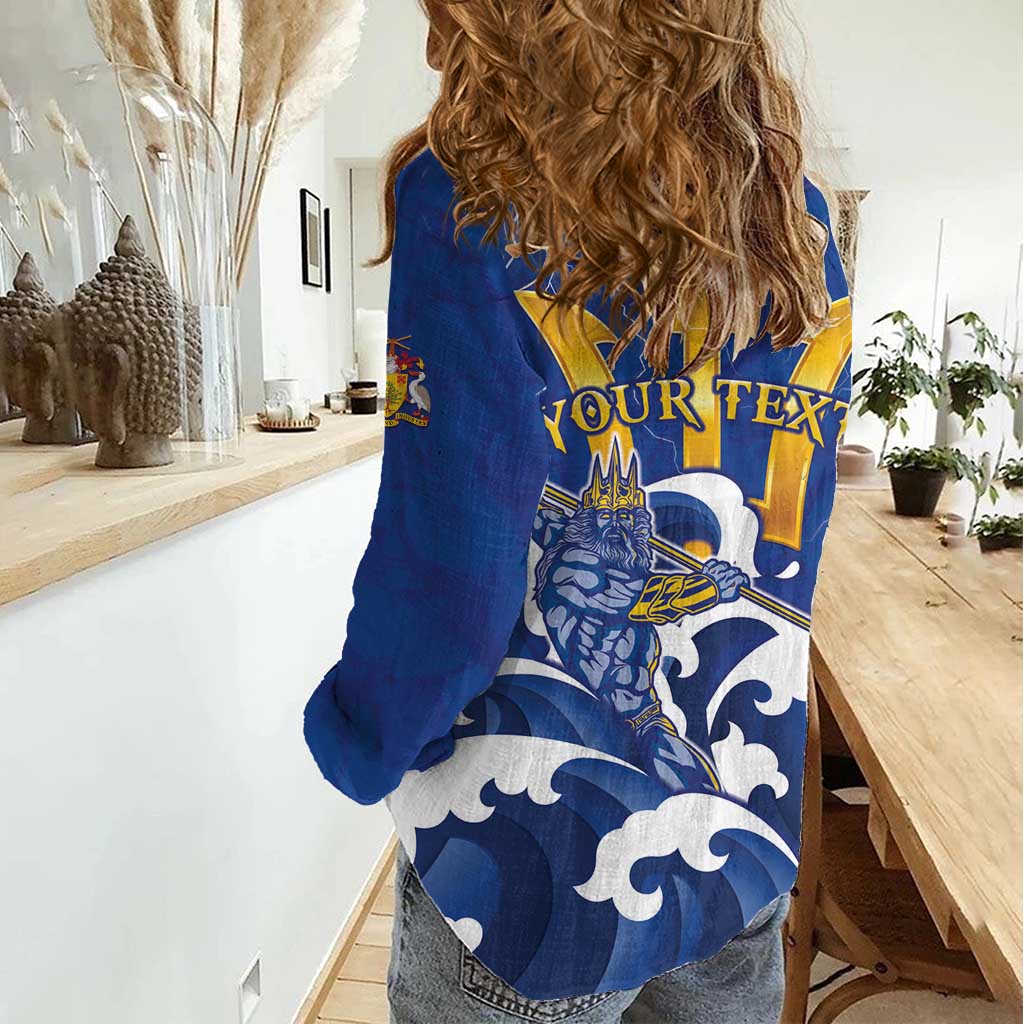 Personalized Barbados Women Casual Shirt Poseidon Trident