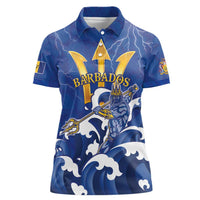 Personalized Barbados Women Polo Shirt Poseidon Trident