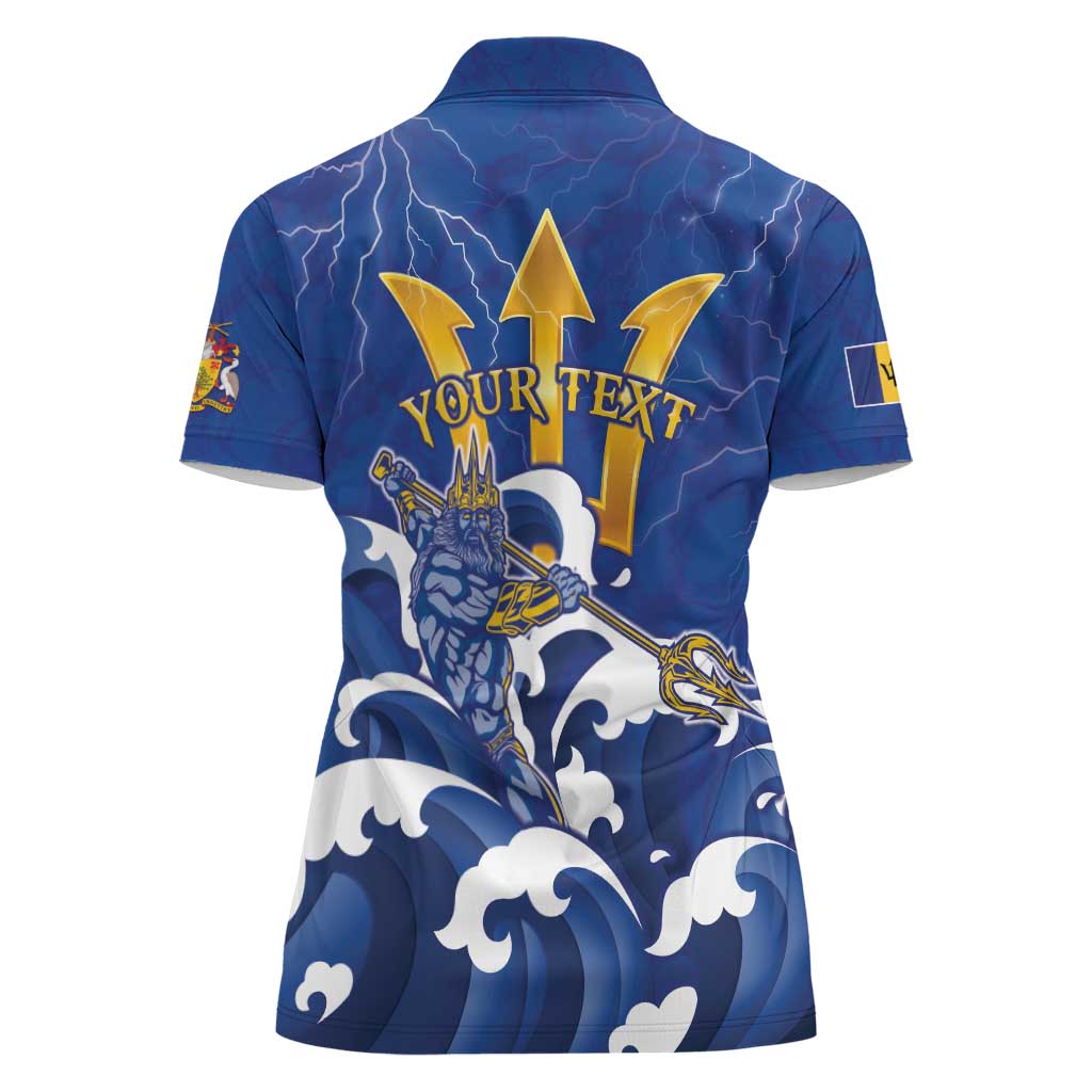 Personalized Barbados Women Polo Shirt Poseidon Trident