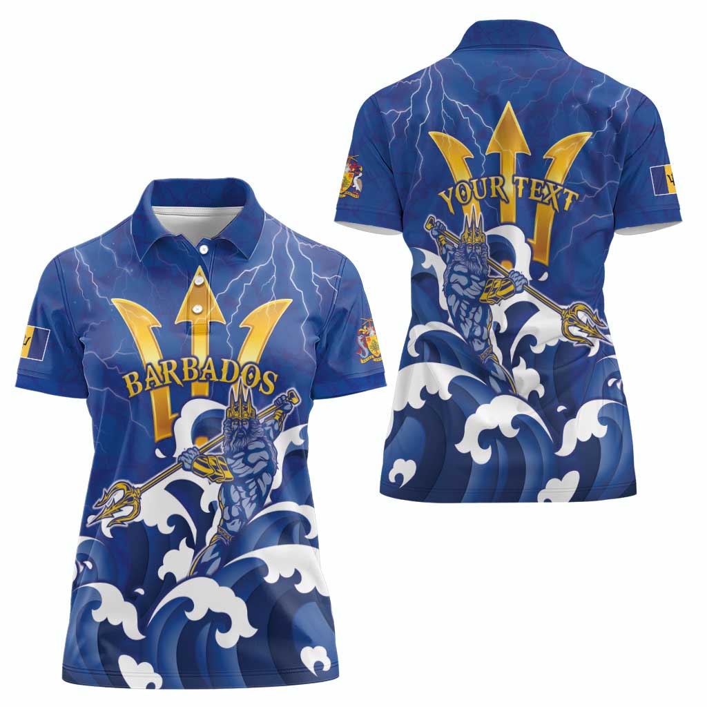 Personalized Barbados Women Polo Shirt Poseidon Trident