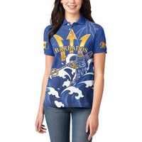 Personalized Barbados Women Polo Shirt Poseidon Trident