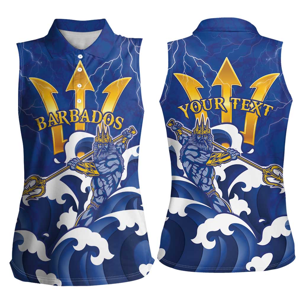 Personalized Barbados Women Sleeveless Polo Shirt Poseidon Trident