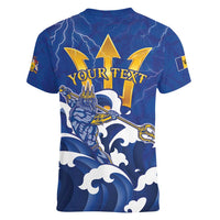 Personalized Barbados Women V-Neck T-Shirt Poseidon Trident