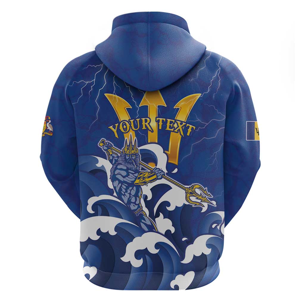 Personalized Barbados Zip Hoodie Poseidon Trident