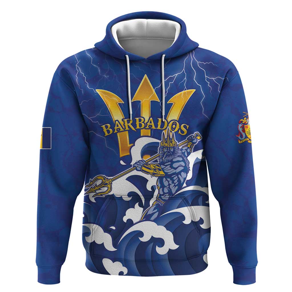 Personalized Barbados Zip Hoodie Poseidon Trident