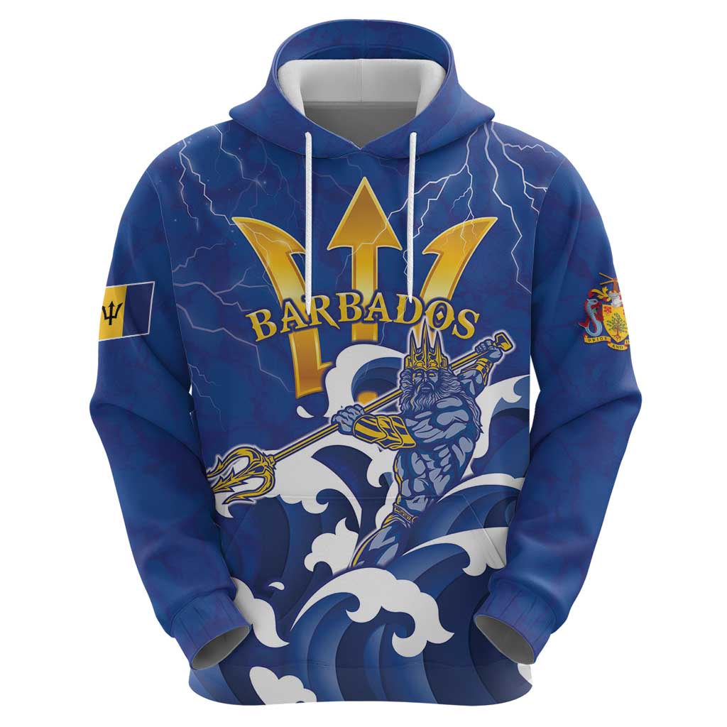 Personalized Barbados Zip Hoodie Poseidon Trident