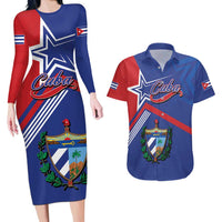 Cuba Coat Of Arms Couples Matching Long Sleeve Bodycon Dress and Hawaiian Shirt The Pearl Of The Antilles