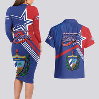 Cuba Coat Of Arms Couples Matching Long Sleeve Bodycon Dress and Hawaiian Shirt The Pearl Of The Antilles