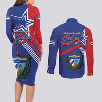 Cuba Coat Of Arms Couples Matching Long Sleeve Bodycon Dress and Long Sleeve Button Shirt The Pearl Of The Antilles