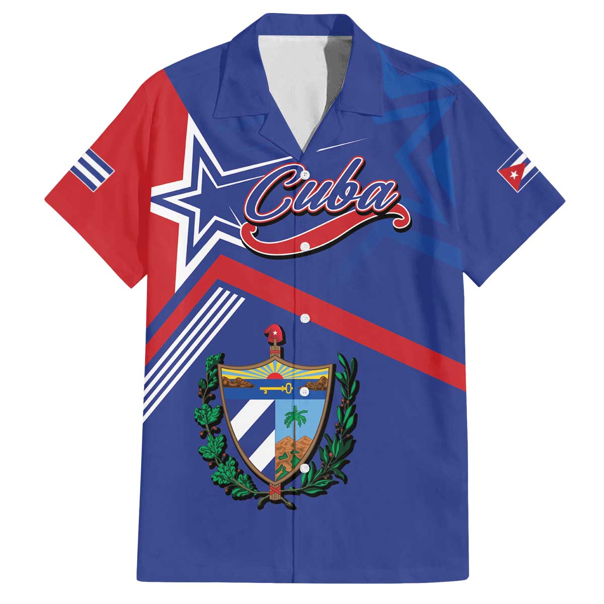 Cuba Coat Of Arms Family Matching Off The Shoulder Long Sleeve Dress and Hawaiian Shirt The Pearl Of The Antilles