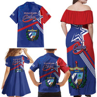 Cuba Coat Of Arms Family Matching Off Shoulder Maxi Dress and Hawaiian Shirt The Pearl Of The Antilles