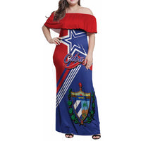 Cuba Coat Of Arms Family Matching Off Shoulder Maxi Dress and Hawaiian Shirt The Pearl Of The Antilles