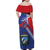 Cuba Coat Of Arms Family Matching Off Shoulder Maxi Dress and Hawaiian Shirt The Pearl Of The Antilles