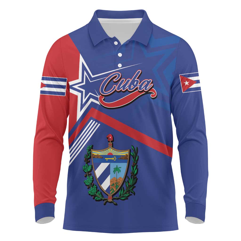 Cuba Coat Of Arms Long Sleeve Polo Shirt The Pearl Of The Antilles