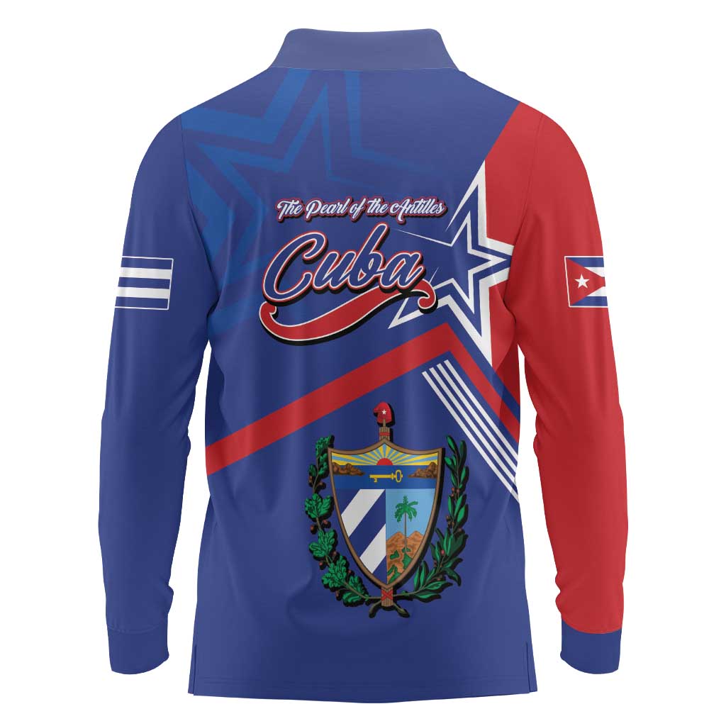 Cuba Coat Of Arms Long Sleeve Polo Shirt The Pearl Of The Antilles