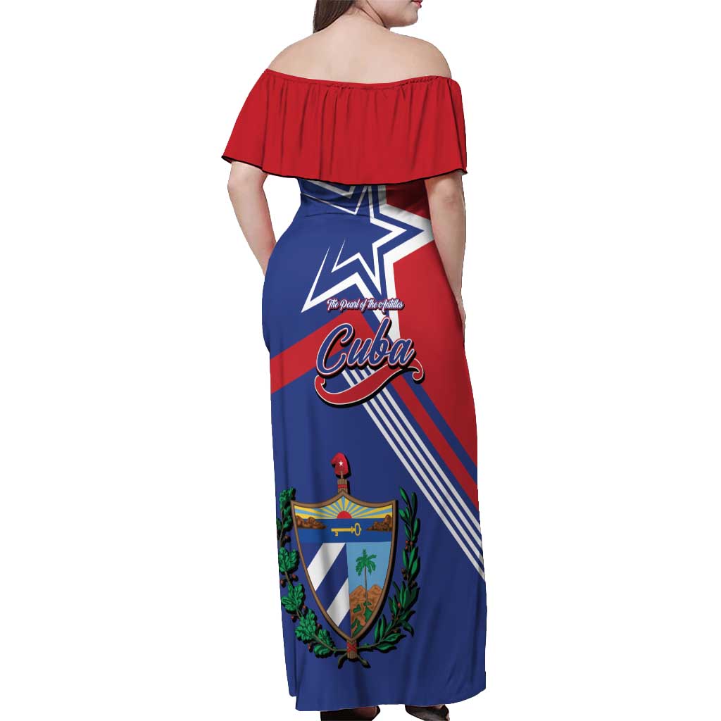 Cuba Coat Of Arms Off Shoulder Maxi Dress The Pearl Of The Antilles