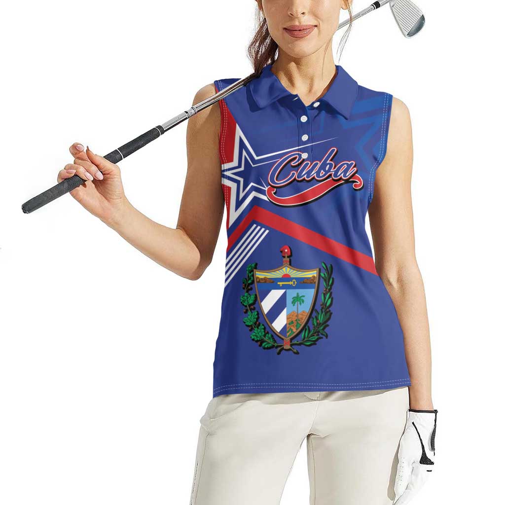 Cuba Coat Of Arms Women Sleeveless Polo Shirt The Pearl Of The Antilles
