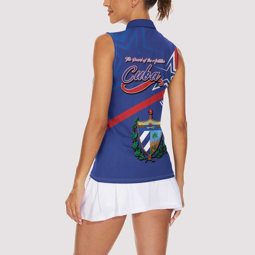 Cuba Coat Of Arms Women Sleeveless Polo Shirt The Pearl Of The Antilles