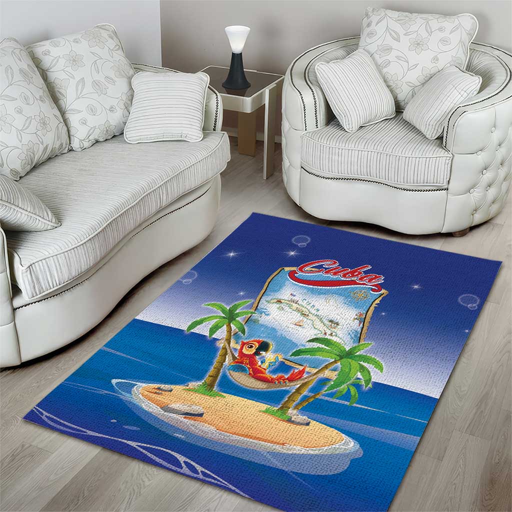 Cuba Area Rug Funny Macaw Decorative Map