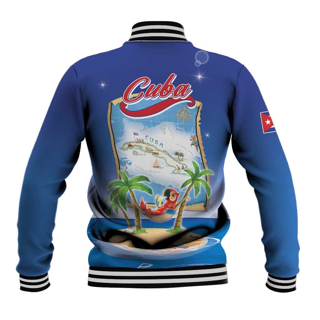 Cuba Baseball Jacket Funny Macaw Decorative Map
