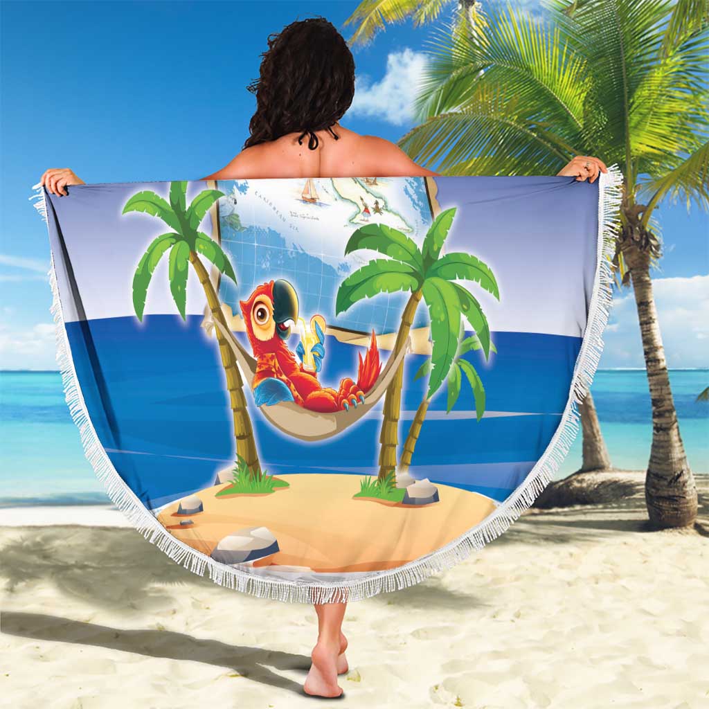 Cuba Beach Blanket Funny Macaw Decorative Map