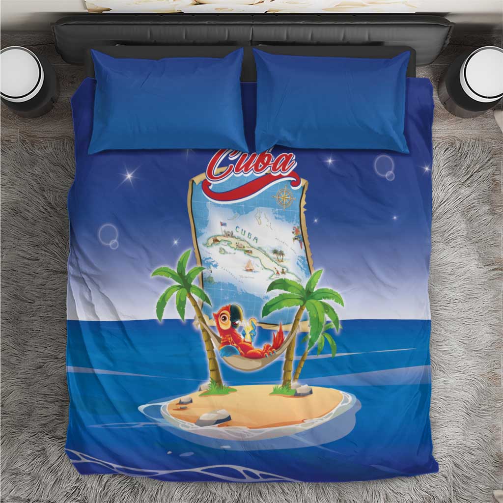 Cuba Bedding Set Funny Macaw Decorative Map