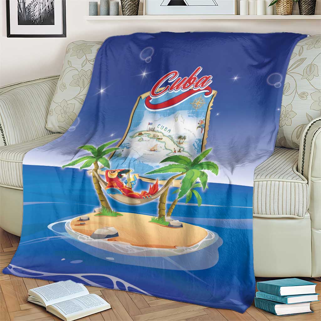 Cuba Blanket Funny Macaw Decorative Map