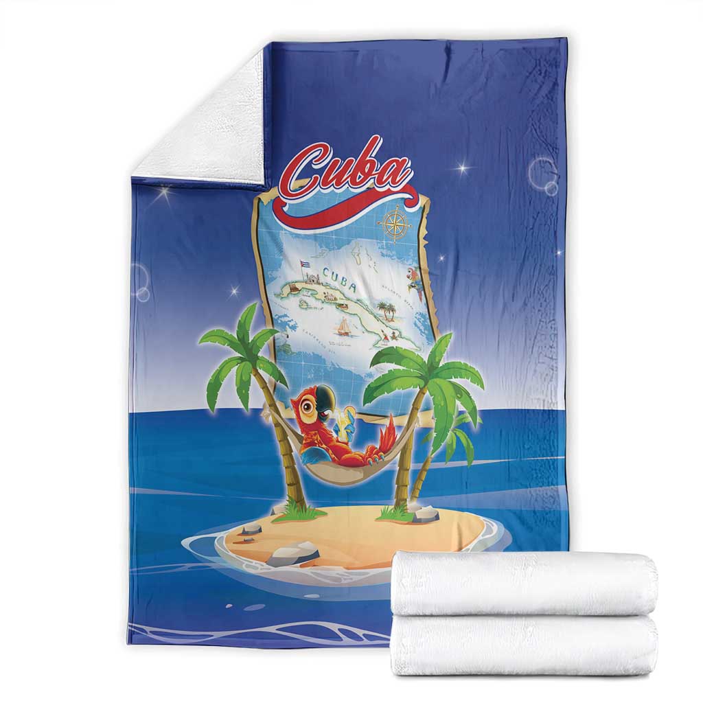 Cuba Blanket Funny Macaw Decorative Map