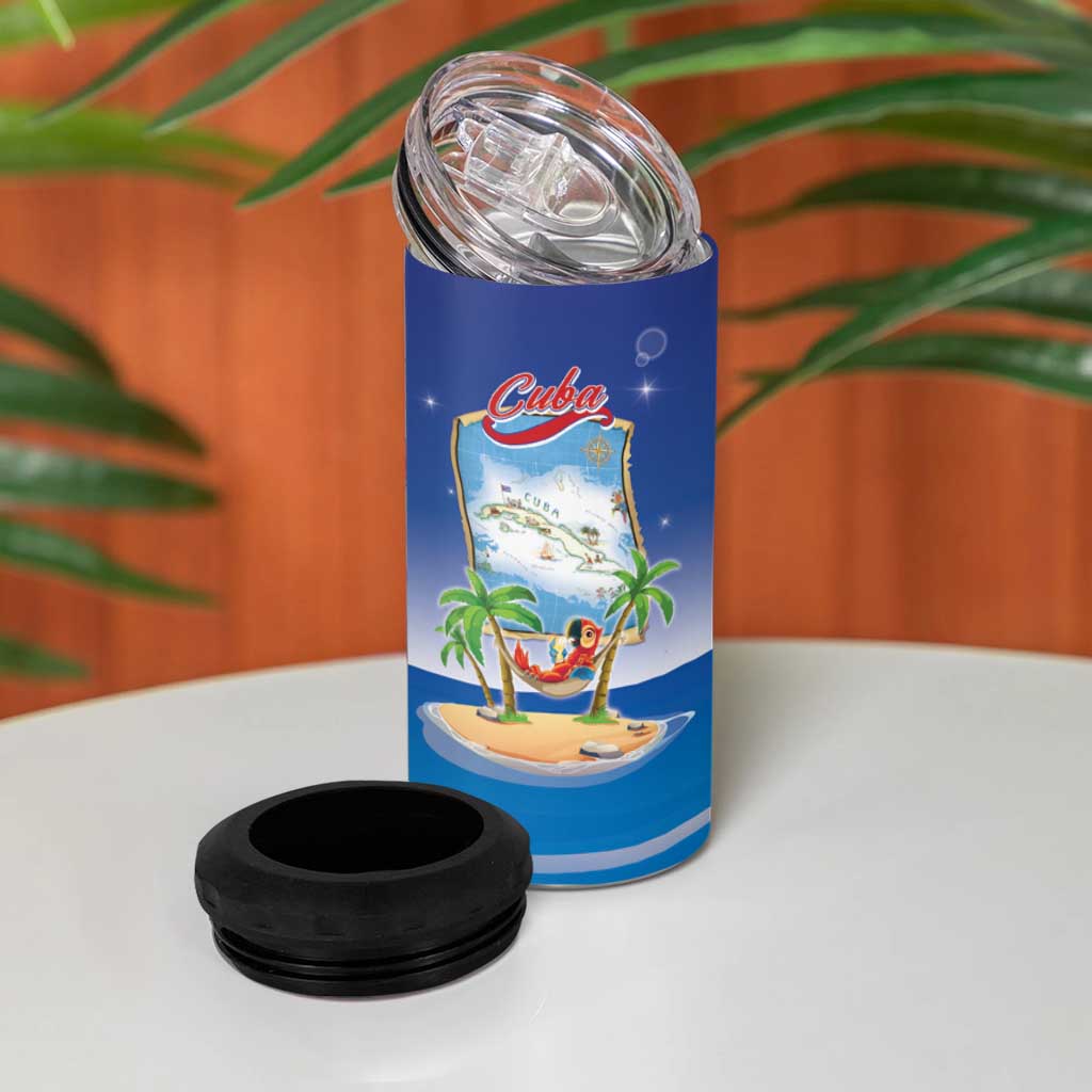 Cuba 4 in 1 Can Cooler Tumbler Funny Macaw Decorative Map