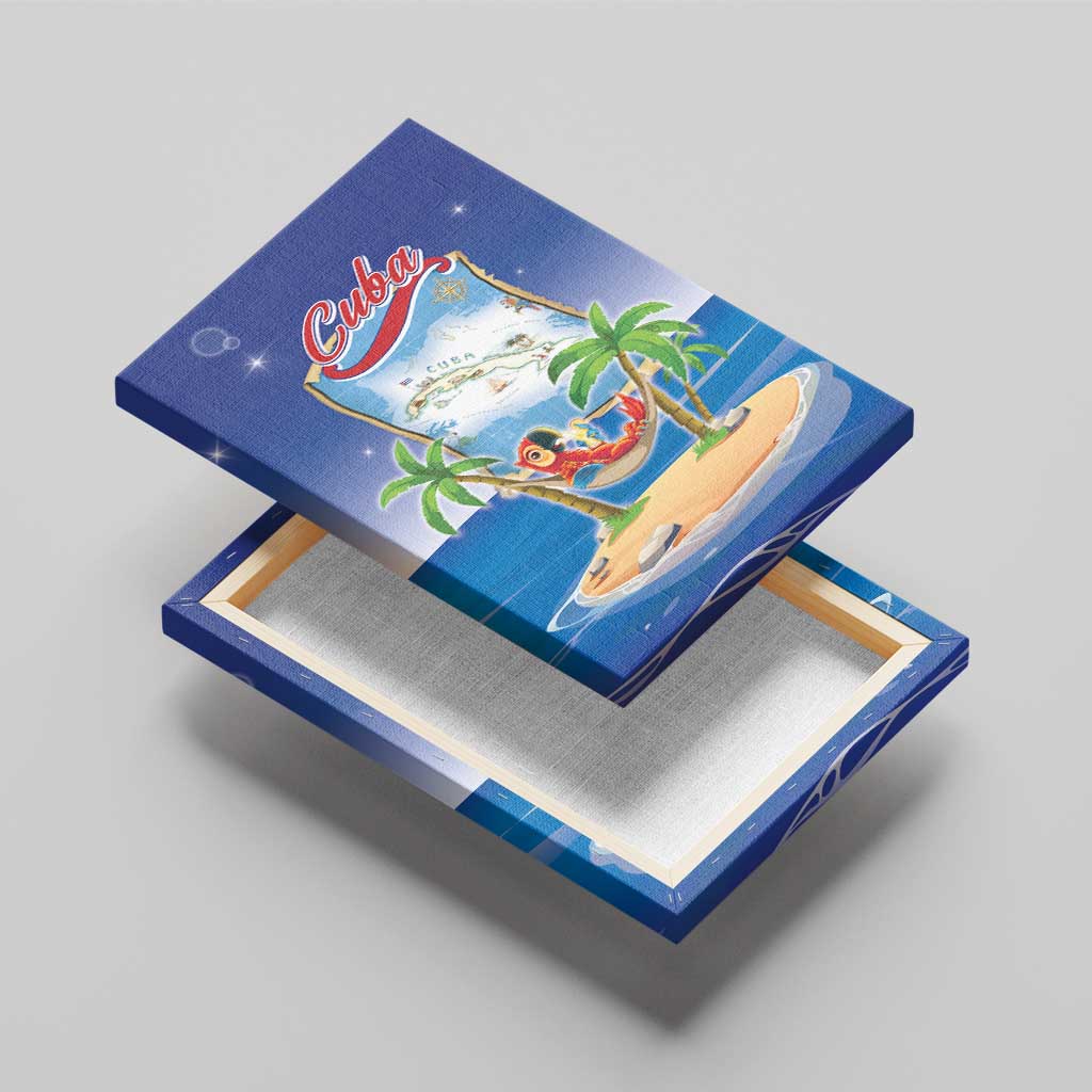 Cuba Canvas Wall Art Funny Macaw Decorative Map