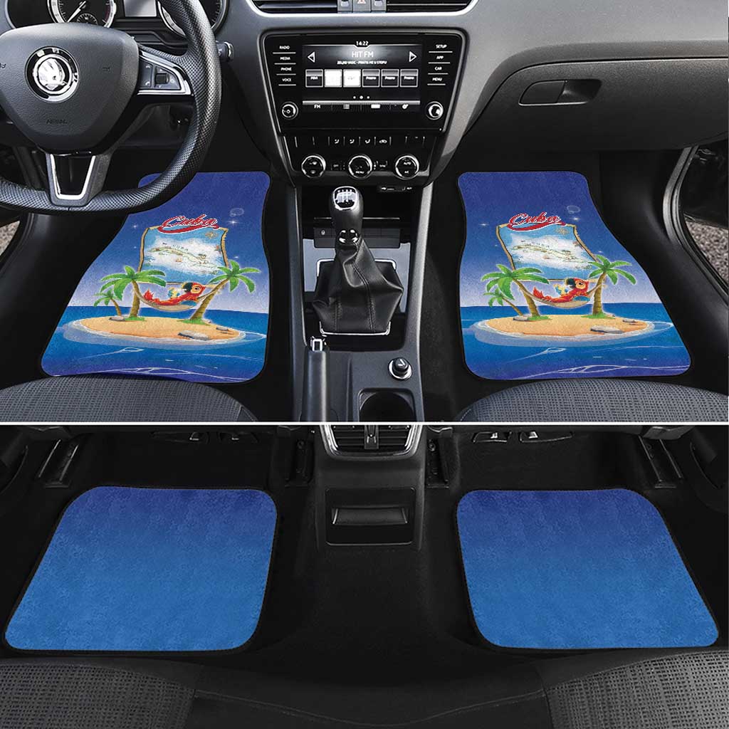 Cuba Car Mats Funny Macaw Decorative Map