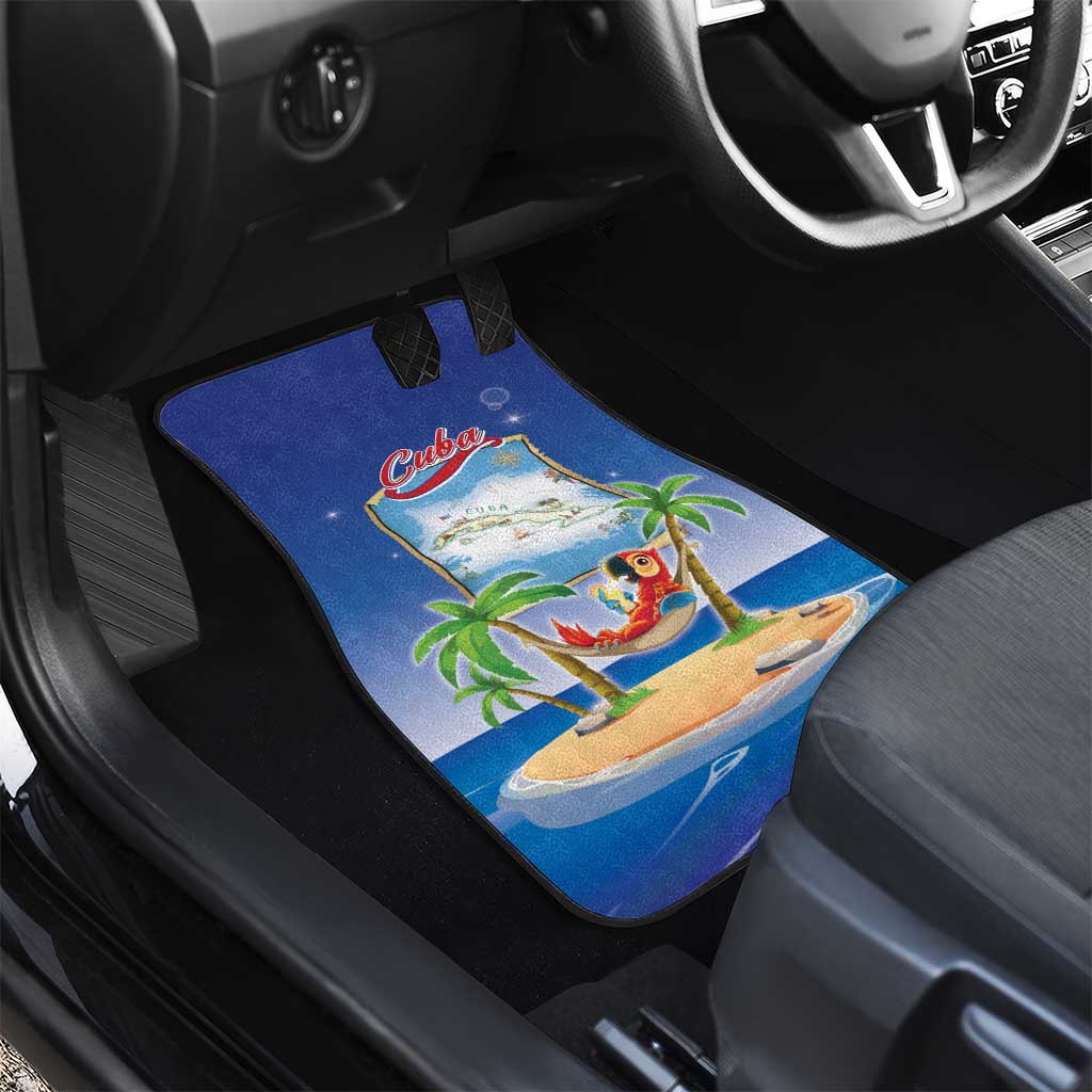 Cuba Car Mats Funny Macaw Decorative Map