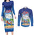 Cuba Couples Matching Long Sleeve Bodycon Dress and Long Sleeve Button Shirt Funny Macaw Decorative Map