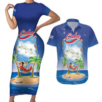 Cuba Couples Matching Short Sleeve Bodycon Dress and Hawaiian Shirt Funny Macaw Decorative Map