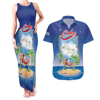 Cuba Couples Matching Tank Maxi Dress and Hawaiian Shirt Funny Macaw Decorative Map