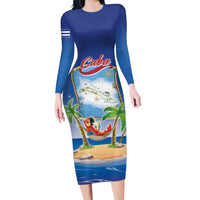 Cuba Family Matching Long Sleeve Bodycon Dress and Hawaiian Shirt Funny Macaw Decorative Map