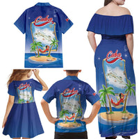Cuba Family Matching Off Shoulder Maxi Dress and Hawaiian Shirt Funny Macaw Decorative Map