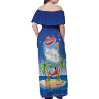 Cuba Family Matching Off Shoulder Maxi Dress and Hawaiian Shirt Funny Macaw Decorative Map